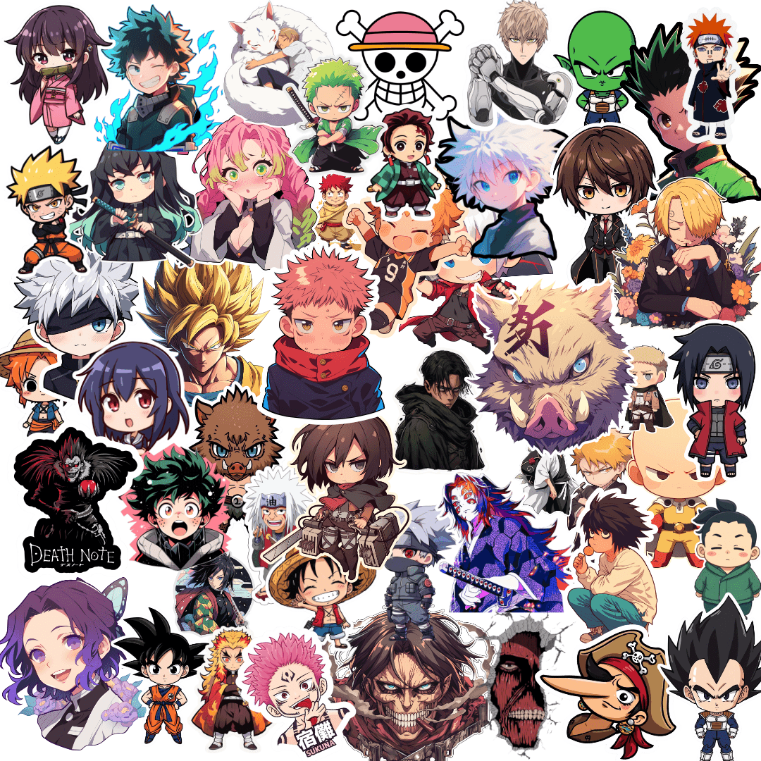 50pcs Anime Sticker Pack – Waterproof Vinyl Decals for Laptops & Gear