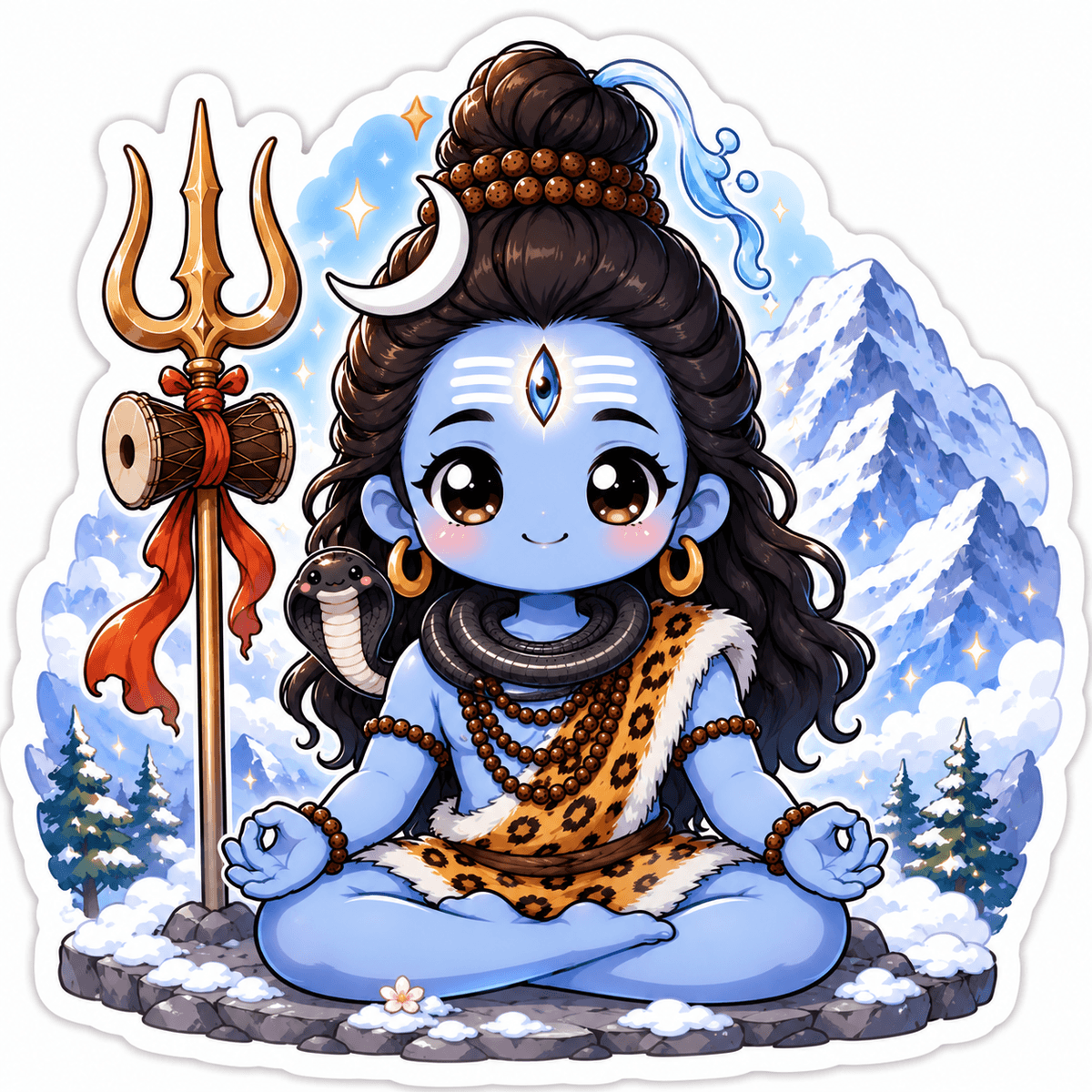 Kawaii Baby Shiva Meditation Sticker